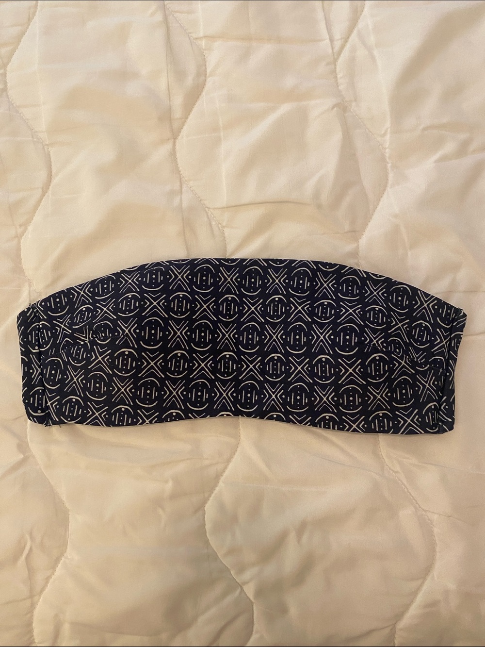 aerie Navy Geometric Bandeau Bikini Top